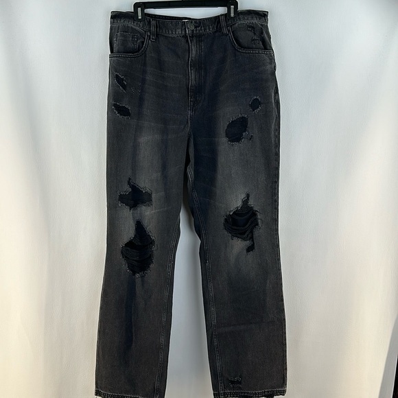 NWT Free People We The Free Curvy Black Distressed Jeans, 35 waist - Picture 1 of 10